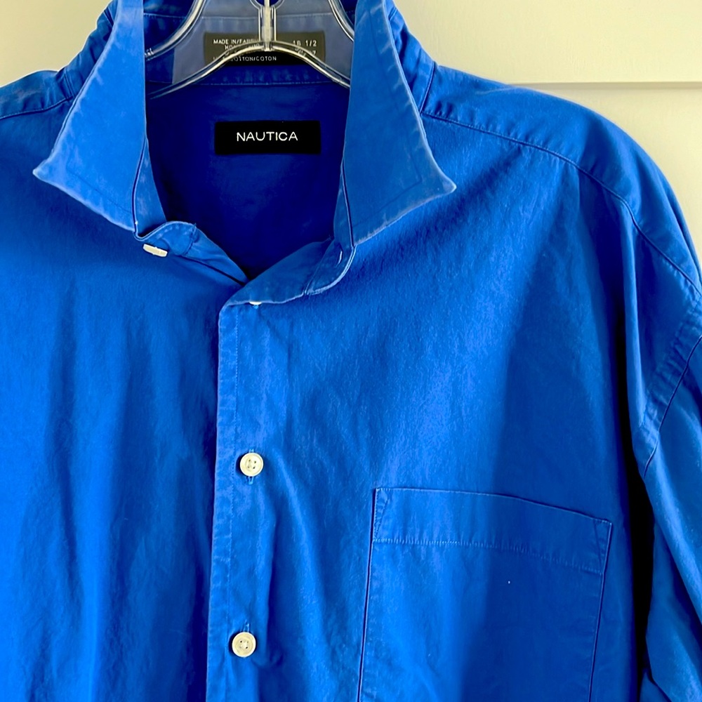 Nautica Brilliant Blue Flared Sleeve Buttondown Shirt - 36/37